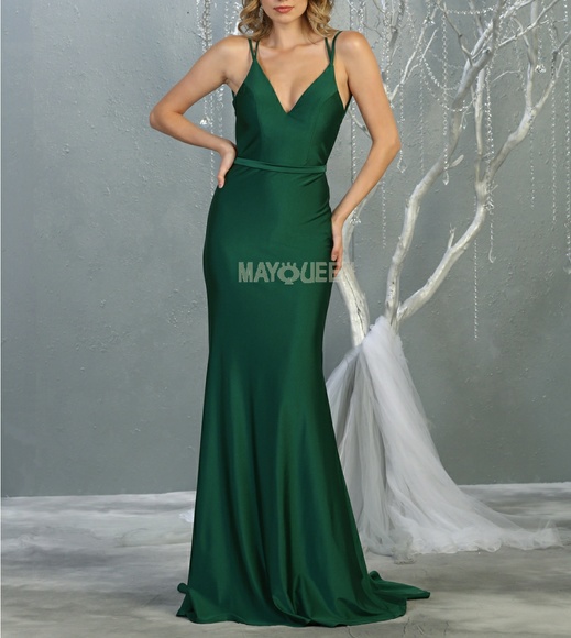 0 Dresses & Skirts - New long hunter,gold,pink, blue fitted open back dress